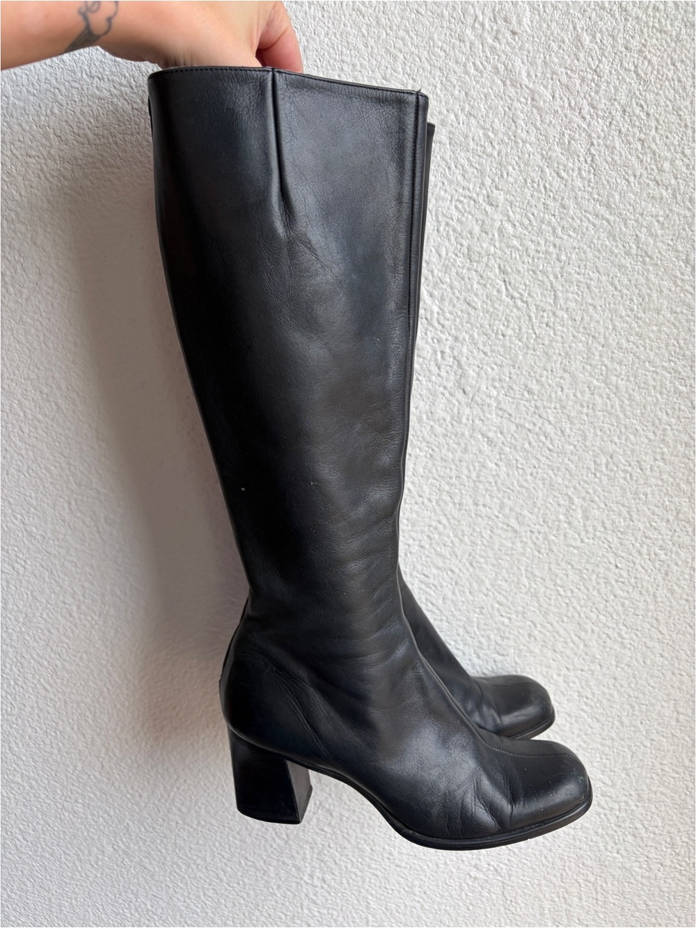 Y2K Cathy Jean Black Knee High Heeled Boots 6.5